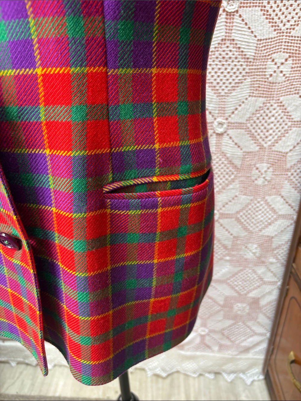 Vintage Raffinalla Wool Plaid Blazer - Picture 4 of 12
